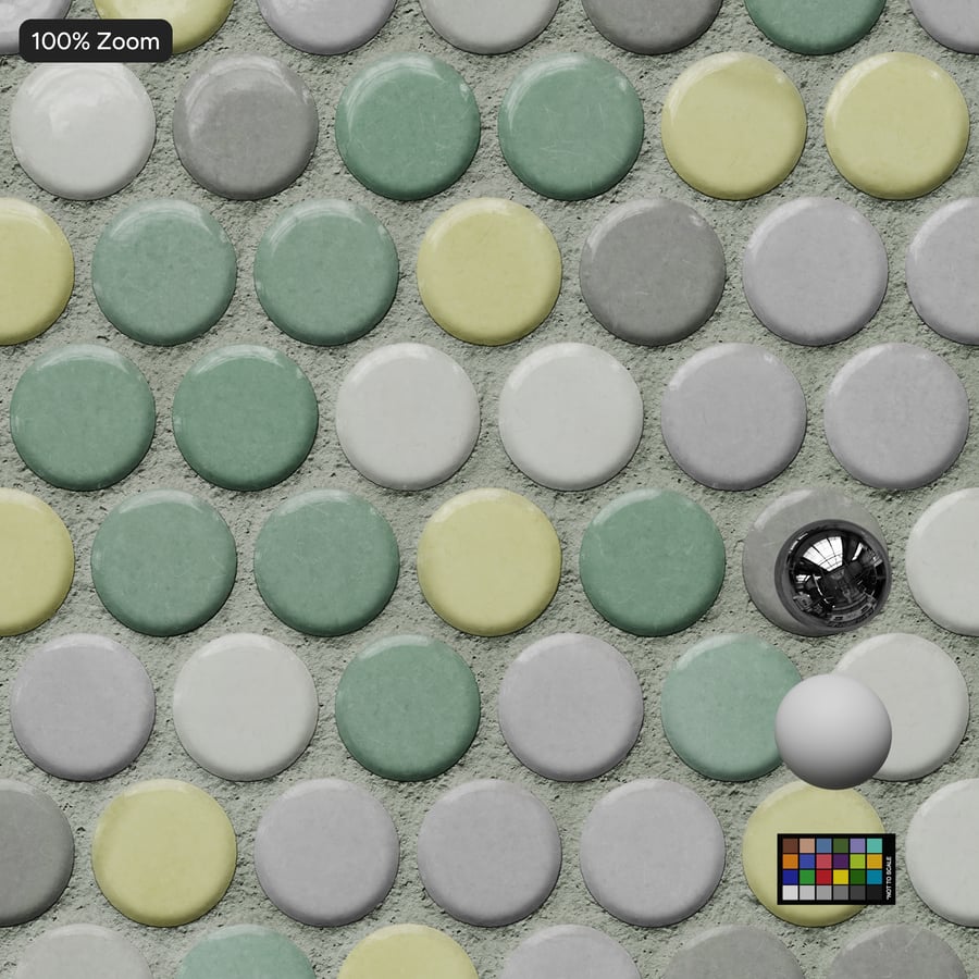 Penny Round Ceramic Matte Tile Texture, Light Green