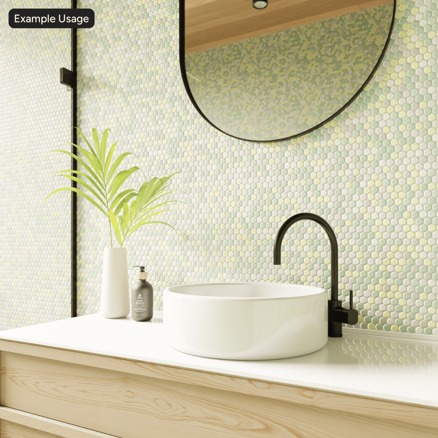 Penny Round Ceramic Matte Tile Texture, Light Green
