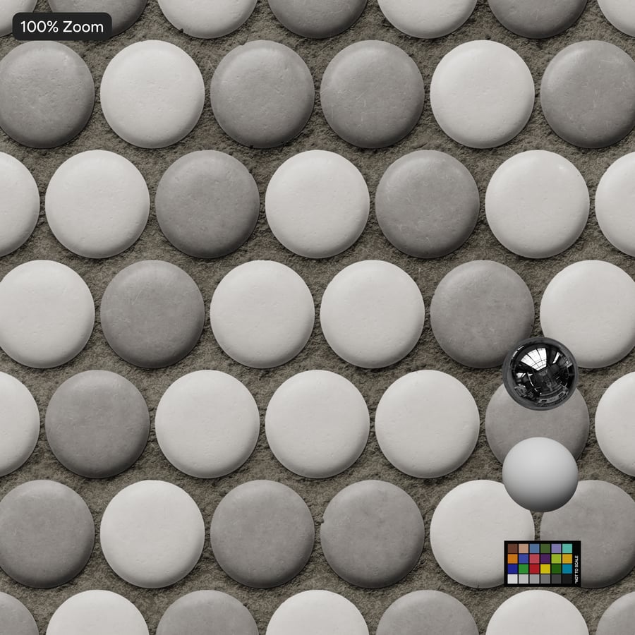 Piastrella rotonda in ceramica lucida Penny, rombo grigio