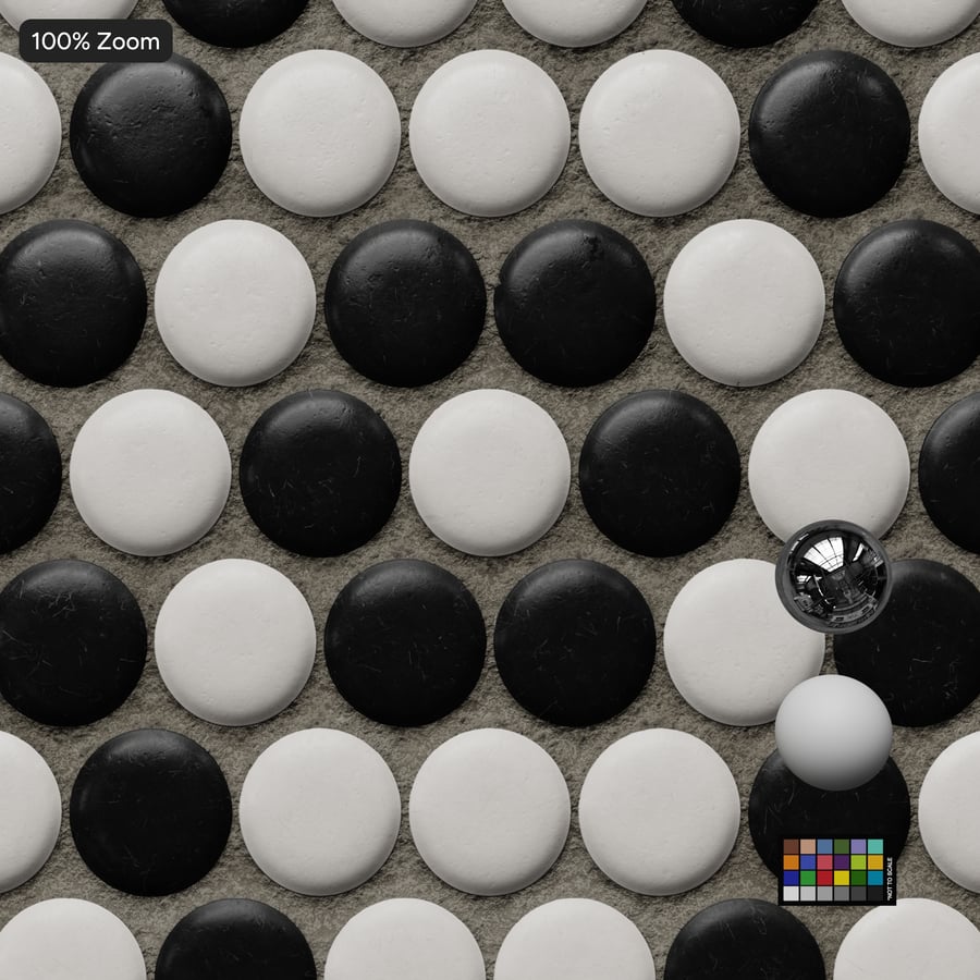 Penny Round Ceramic Glossy Tile Texture, Rhombus