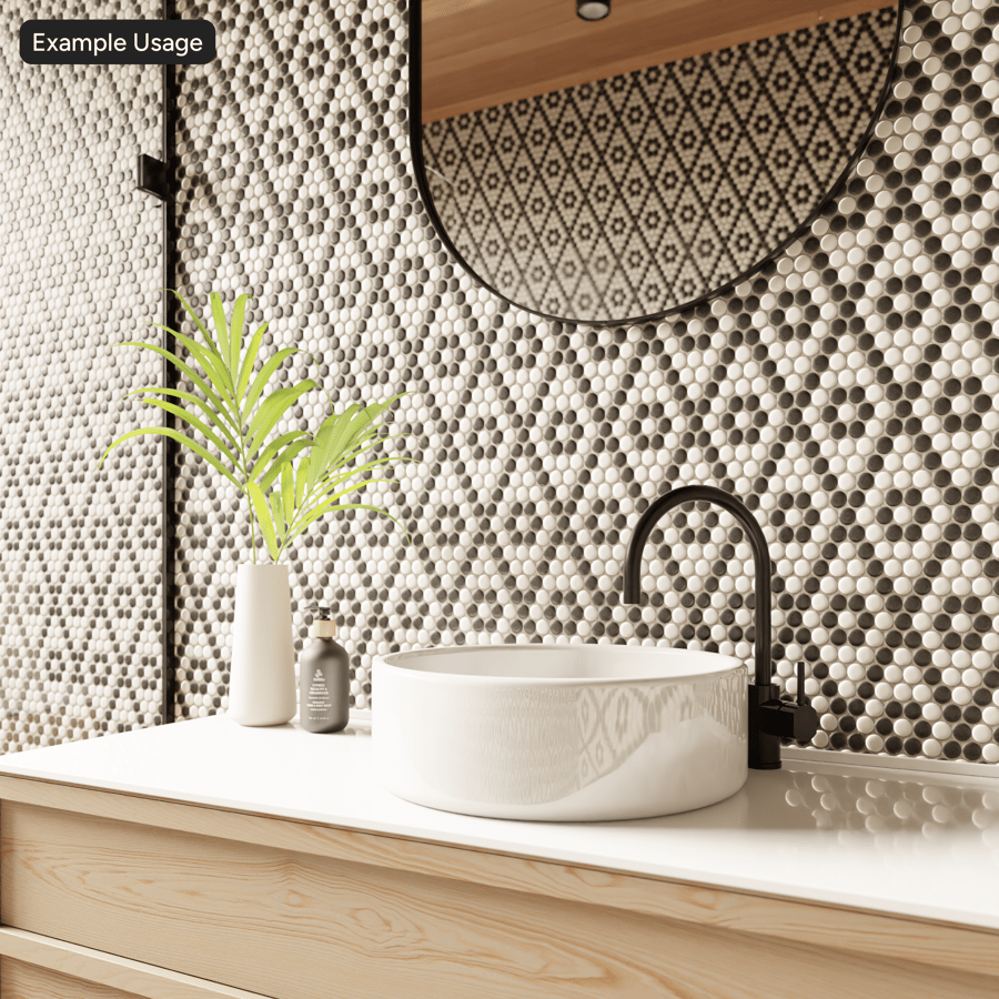 Penny Round Ceramic Glossy Tile Texture, Rhombus