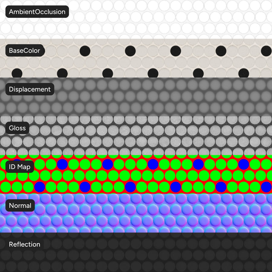 Круглая керамическая глянцевая плитка Penny, текстура Polka Dot