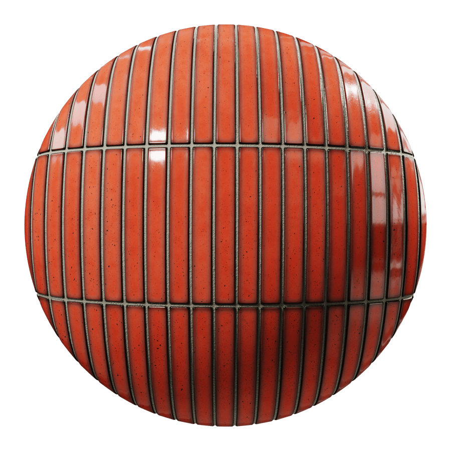 Yubi Ceramic Glossy Tile Texture, Red Orange