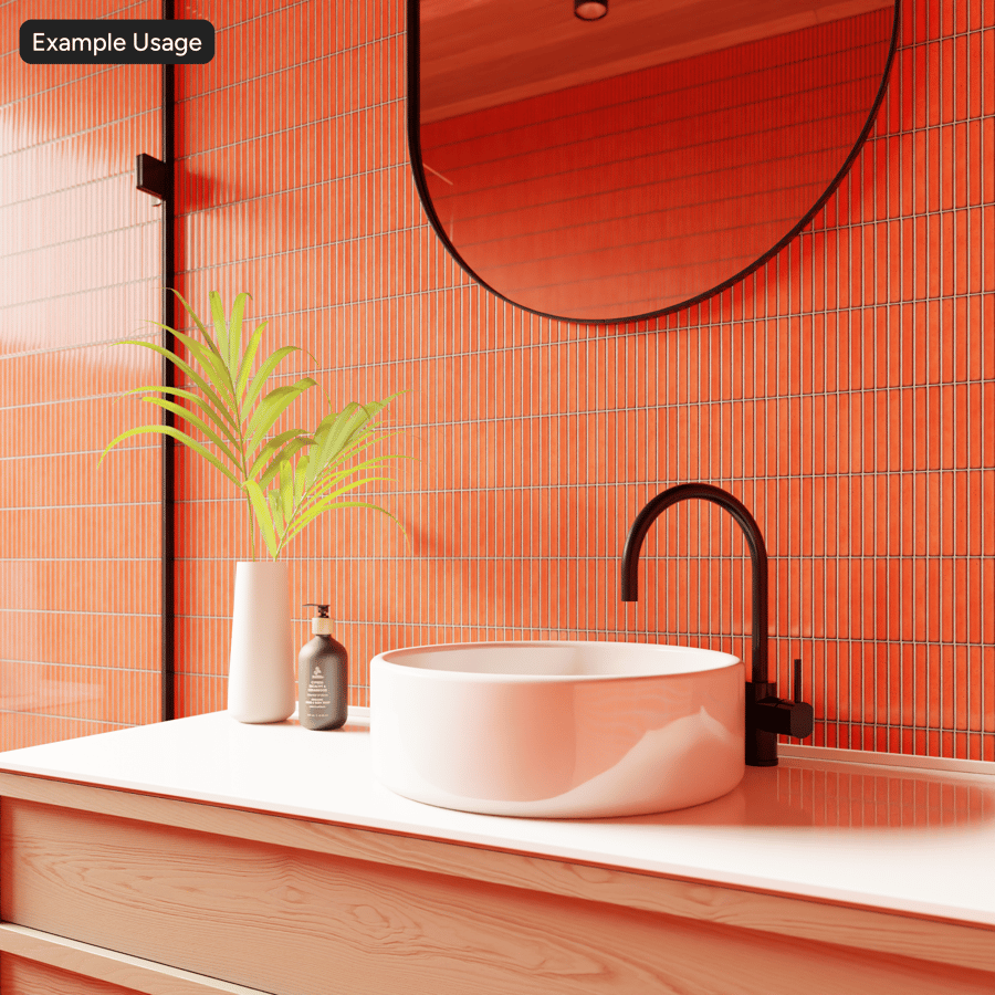 Yubi Ceramic Glossy Tile Texture, Red Orange