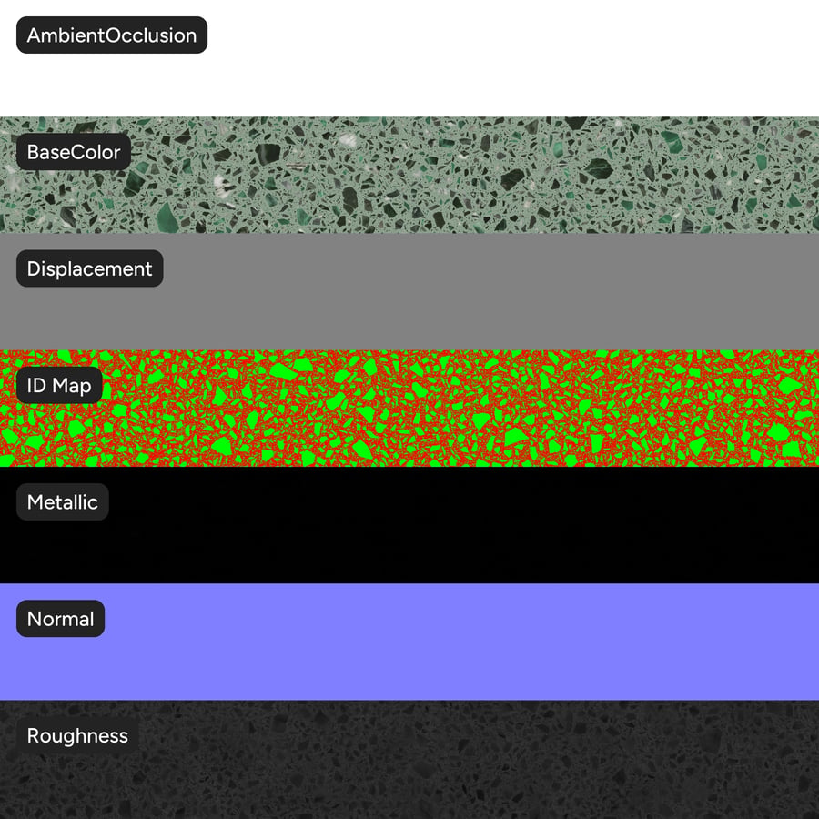 Крупные чипсы Leaf Terrazzo Texture, зеленый