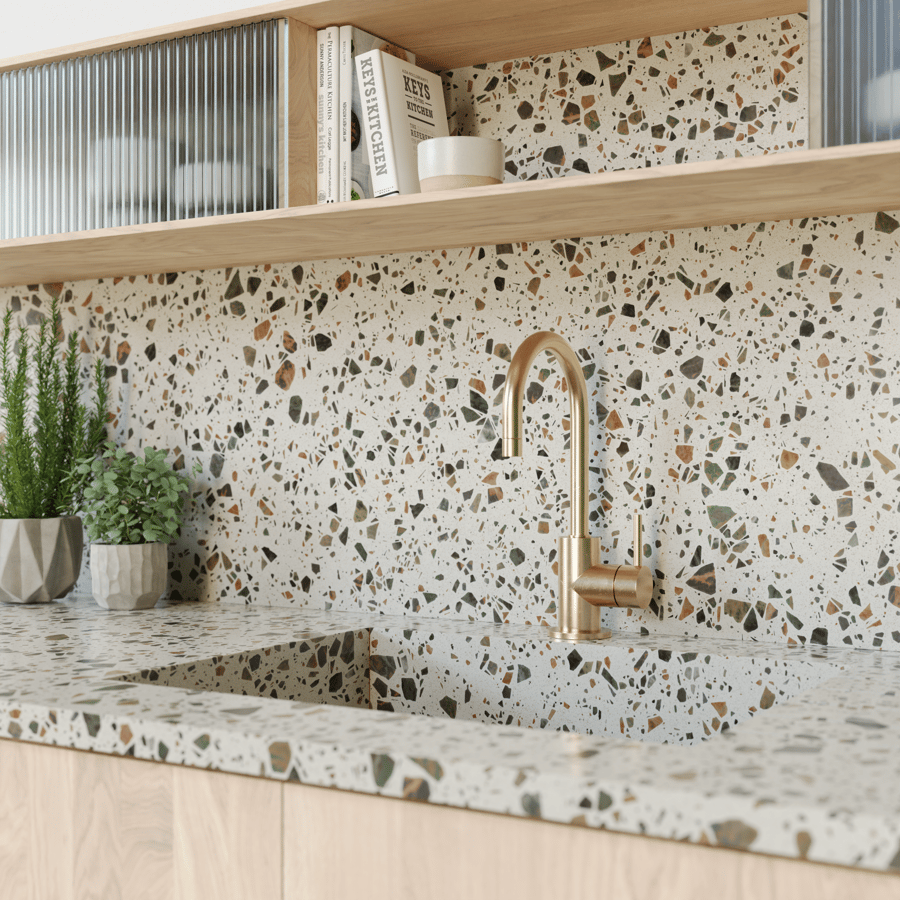 Large Chips Autumn Terrazzo Texture, vit