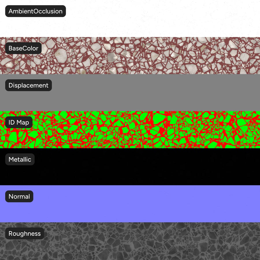 Duże chipsy Strawberry Terrazzo Texture, czerwone