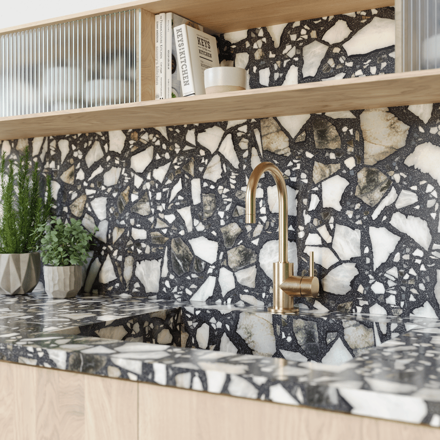 Крупна крихта Galaxy Terrazzo Texture, чорна, чорна