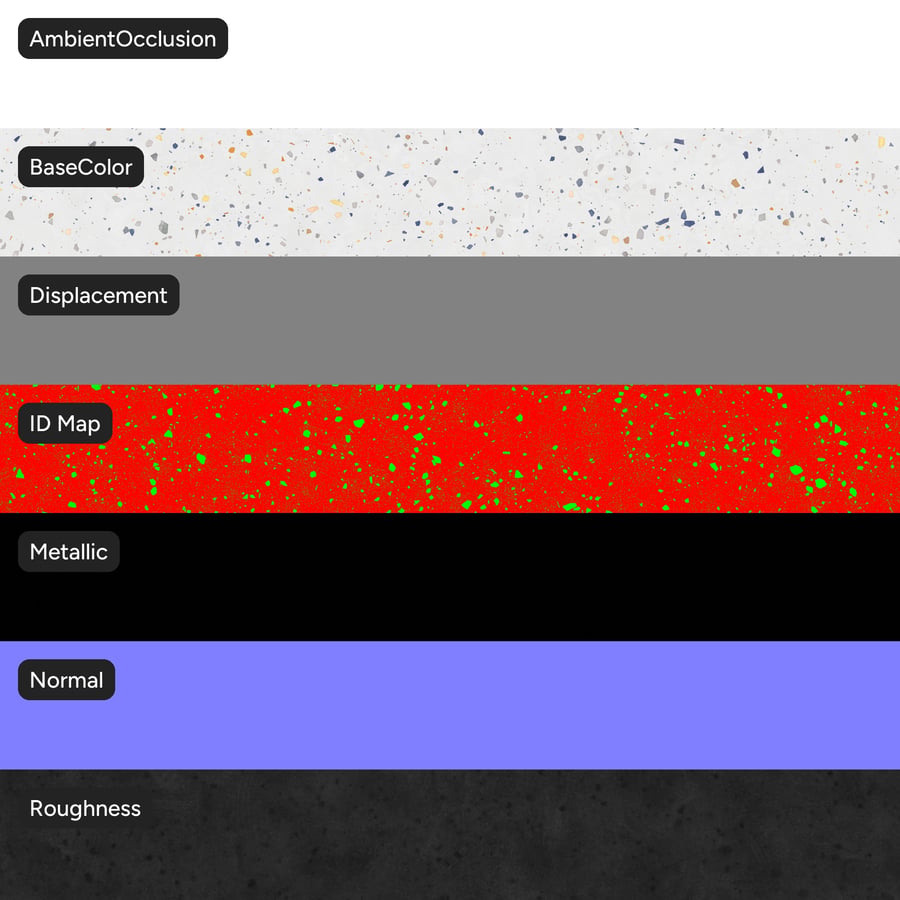 Gemas moteadas Textura terrazo, Blanco