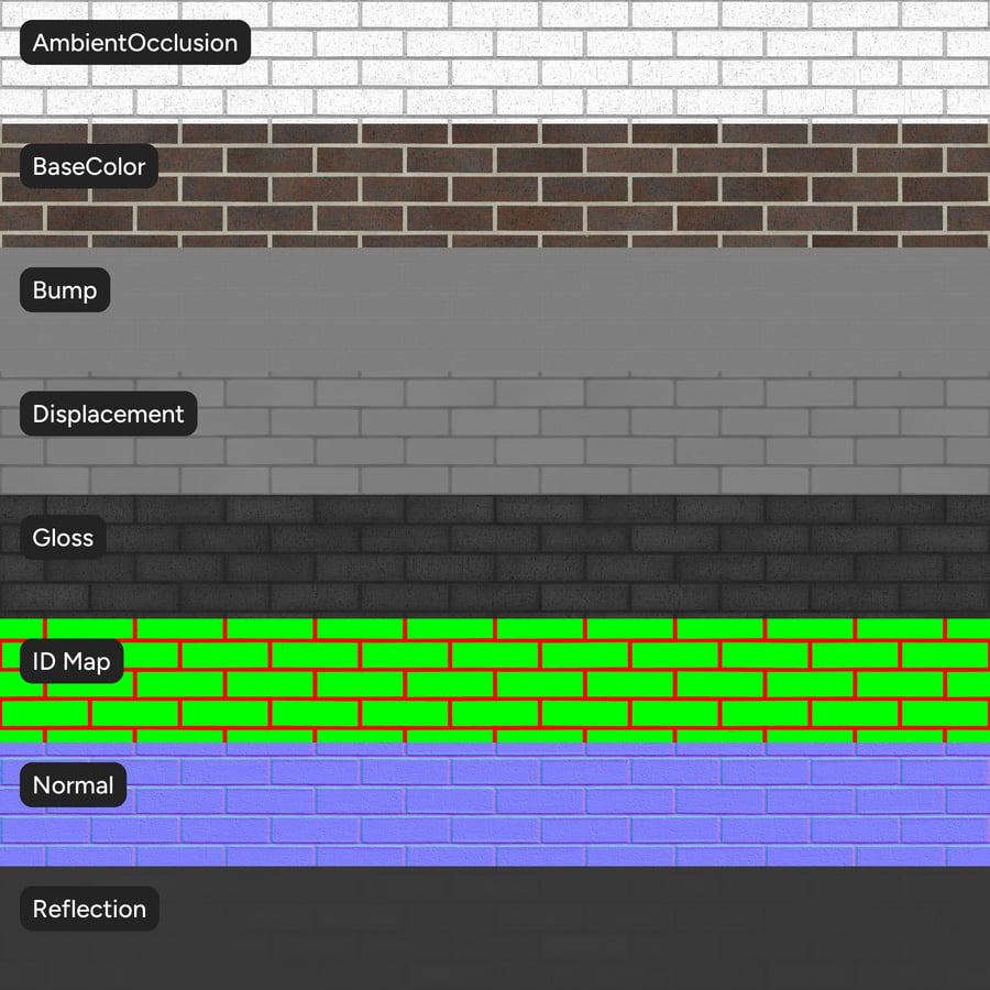 Dragfaced Running Bond Brick Wall Texture, Brown
