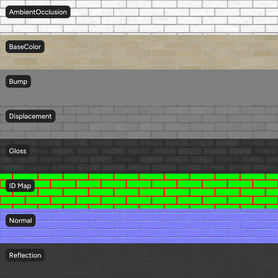 Dragfaced Running Bond Brick Wall Texture, Beige