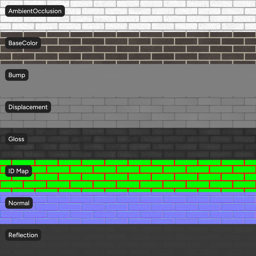 Dragfaced Running Bond Brick Wall Texture, Gray