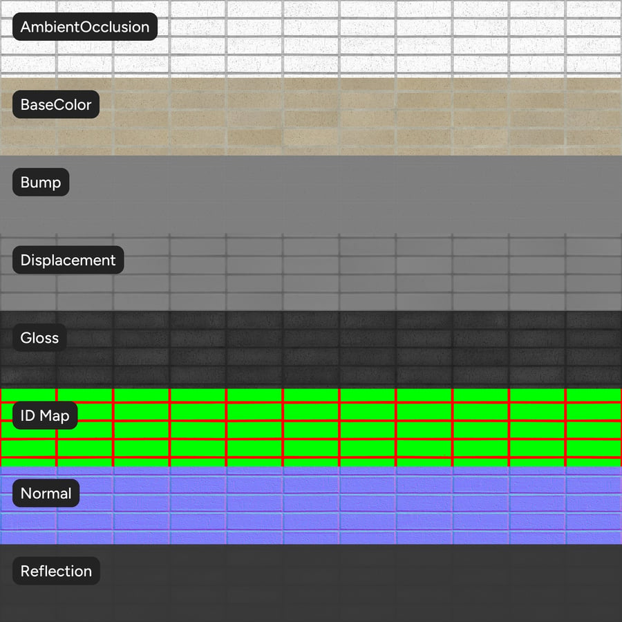 Dragfaced Stack Bond Brick Wall Texture, White