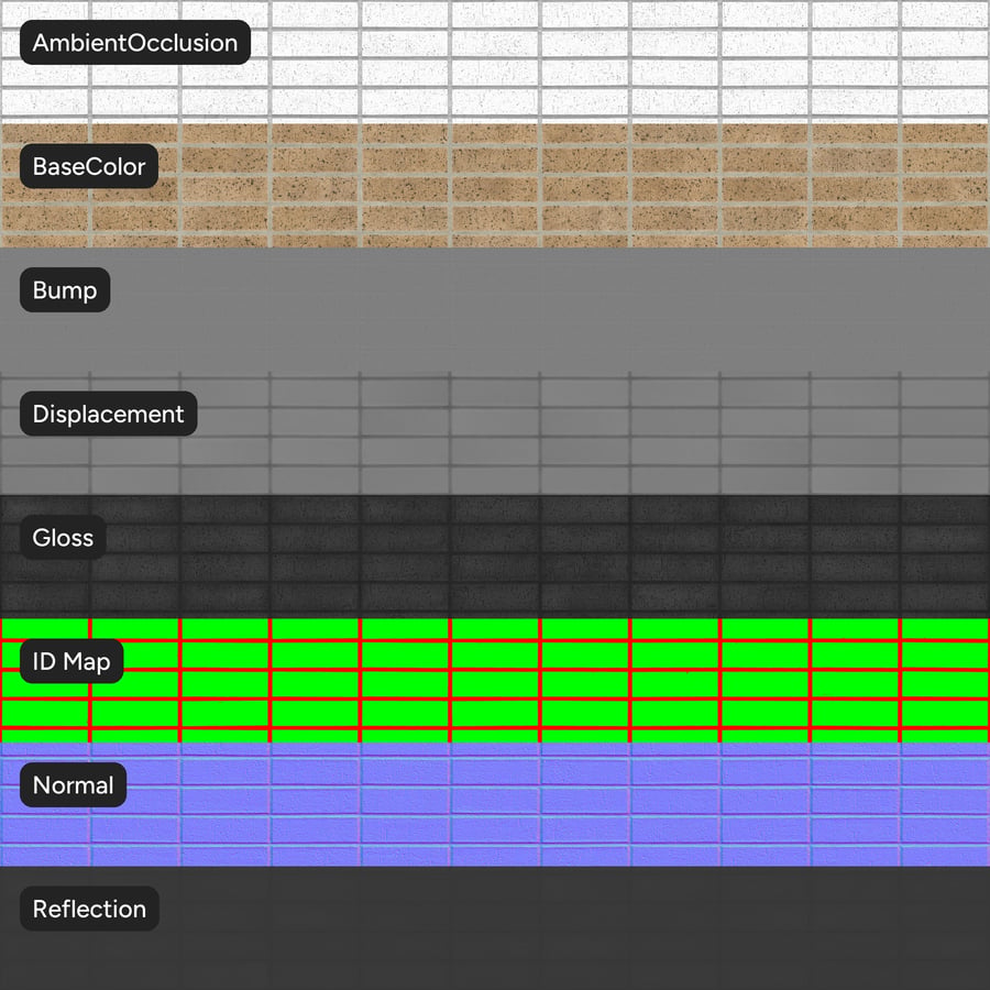 Dragfaced Stack Bond Brick Wall Texture, Beige