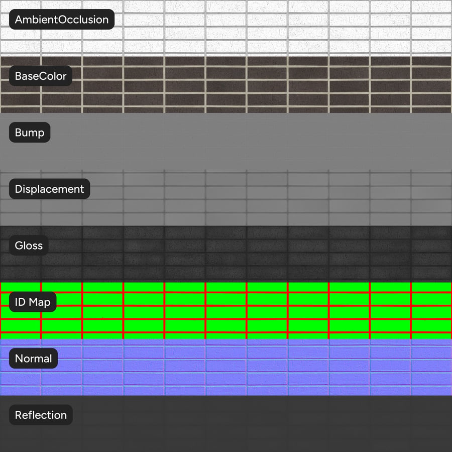Dragfaced Stack Bond Brick Wall Texture, Gray