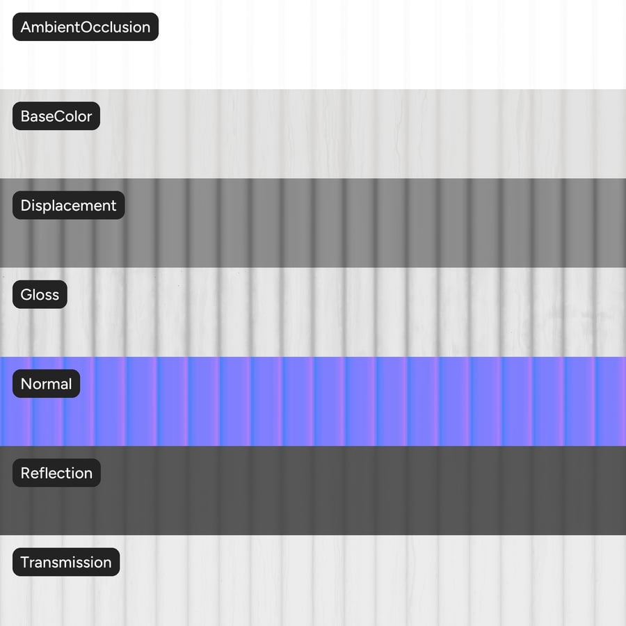 Geribbeld polycarbonaat, grijs