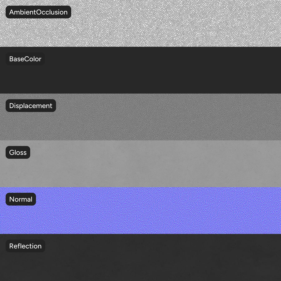 Zrnitá plastová forma s textúrou, čierna