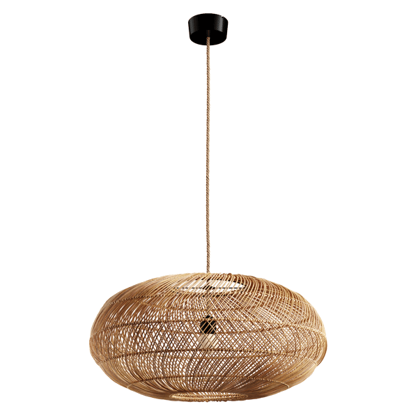 Modello di lampada a sospensione rotonda in vimini di bambù