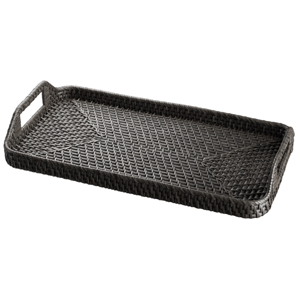 Rattan Eitelkeit Tablett Modell, Schwarz