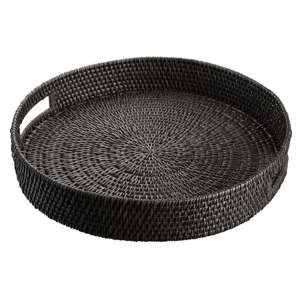 Rundes Rattan-Tablett Modell, Schwarz