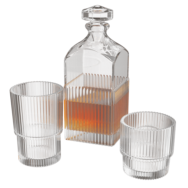 Set di bicchieri da whisky scanalati Modello