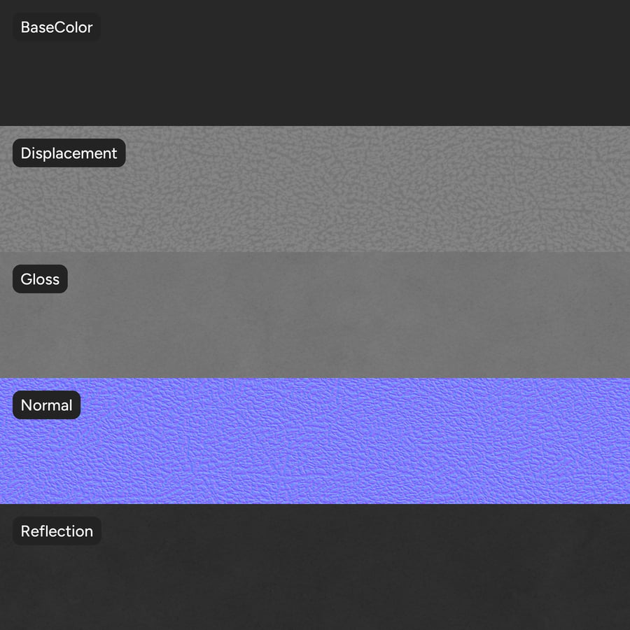 Kožená forma s plastovou textúrou, čierna