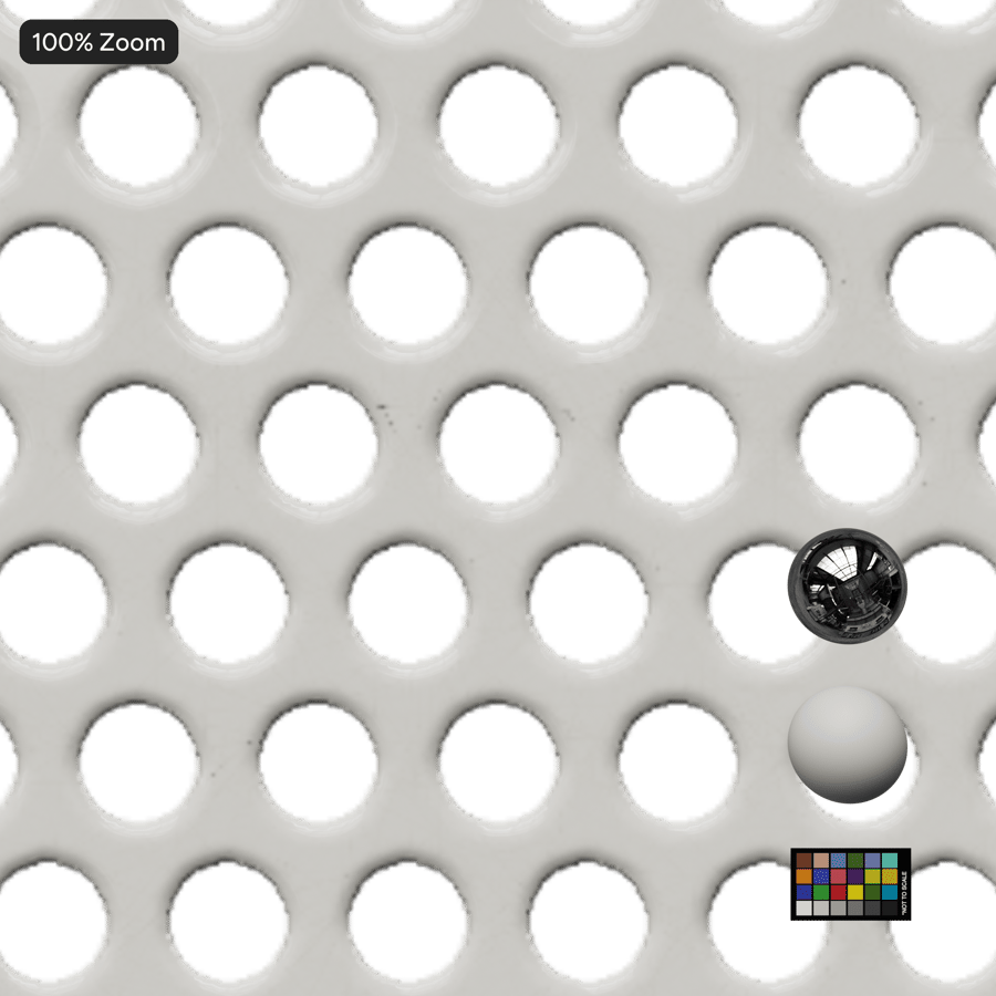 Round Perforated Metal Texture, White