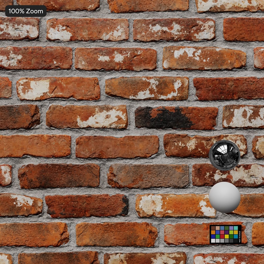 Reclaimed Running Bond Brick Wall Texture, Orange