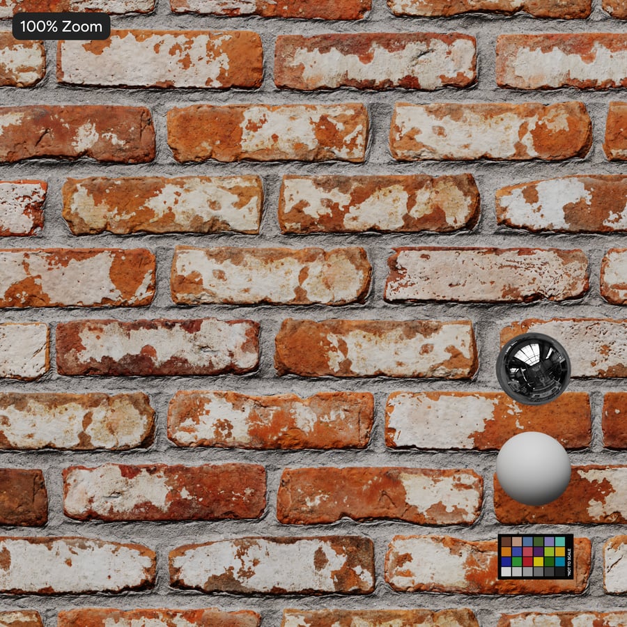 Whitewashed Reclaimed Running Bond Brick Wall Texture