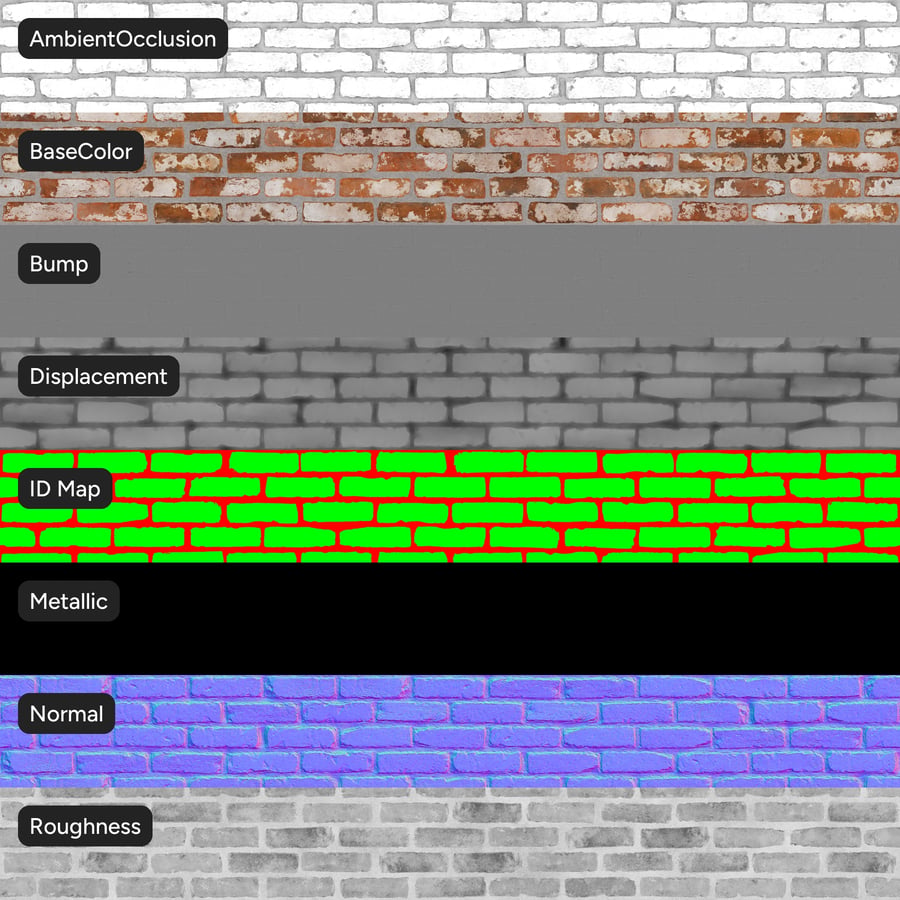 Whitewashed Reclaimed Running Bond Brick Wall Texture