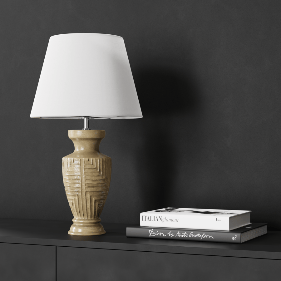 Modello di lampada con paralume Arrius Rome in eno ceramica, beige