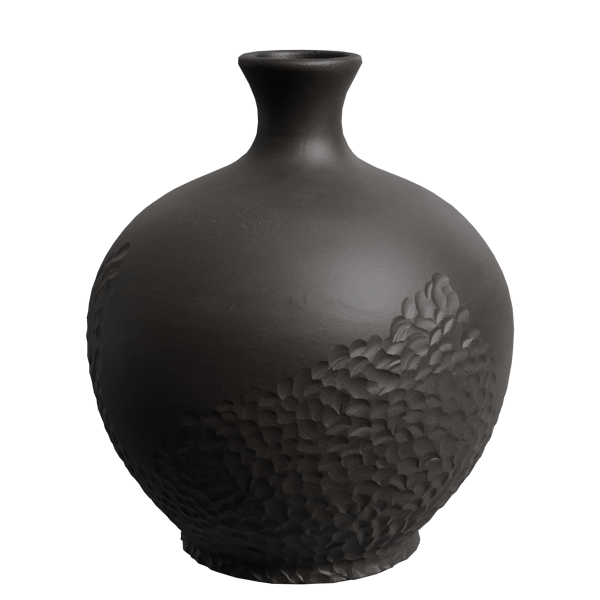 Eno Ceramic Geschnitzte Olivenvase Modell, Schwarz
