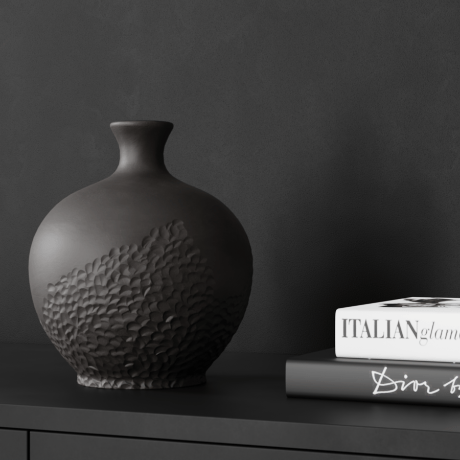 Eno Ceramic різьблена оливкова ваза, чорна