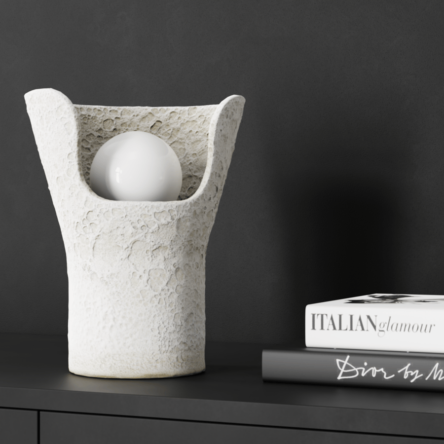 Eno Ceramic Xona Moon Lamp Model, biela