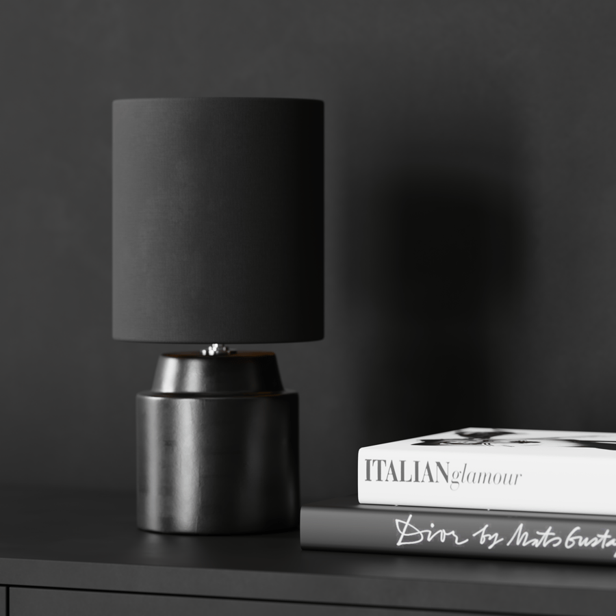 Modello di lampada con paralume chic in eno ceramic, nero