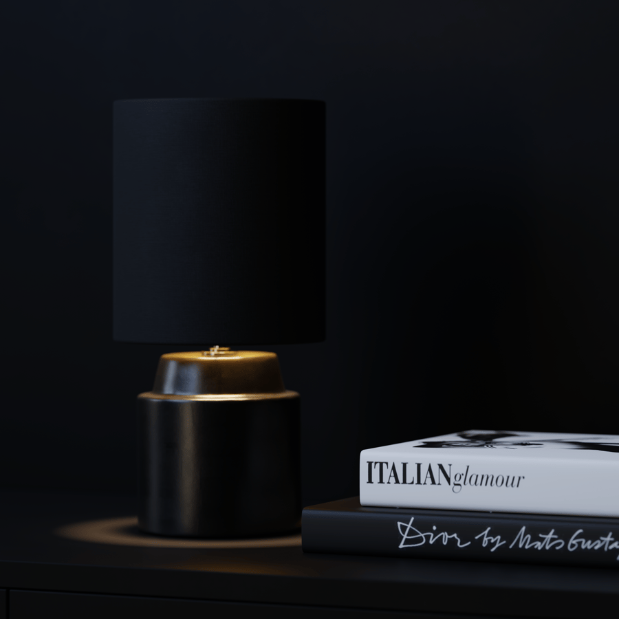 Modello di lampada con paralume chic in eno ceramic, nero