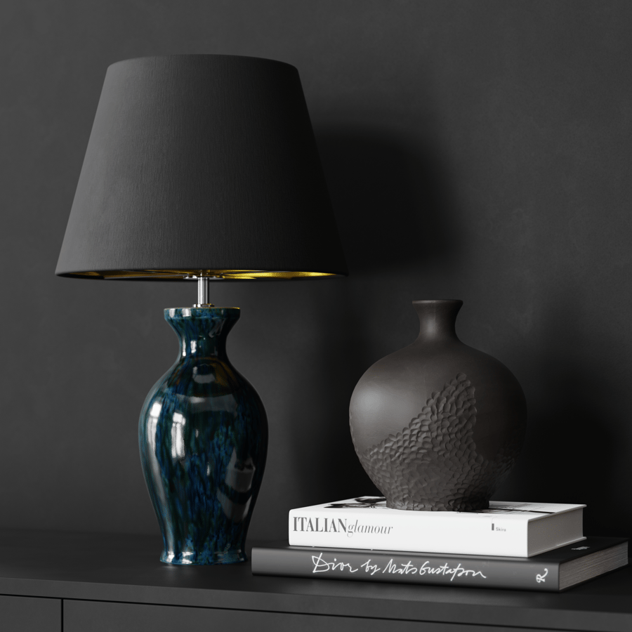 Modello di lampada con paralume in ceramica Eno Ceramic Danteur Peacock, nero