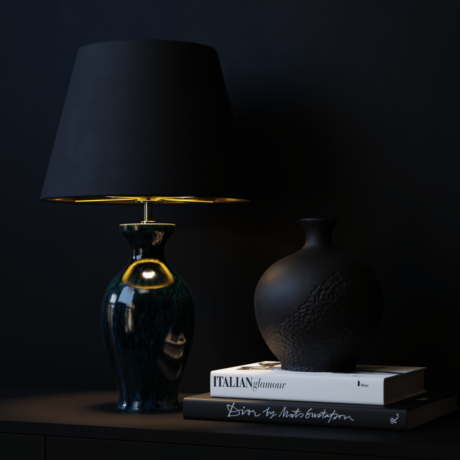 Modello di lampada con paralume in ceramica Eno Ceramic Danteur Peacock, nero
