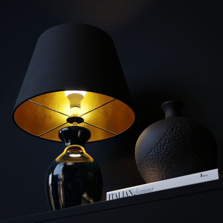 Modello di lampada con paralume in ceramica Eno Ceramic Danteur Peacock, nero