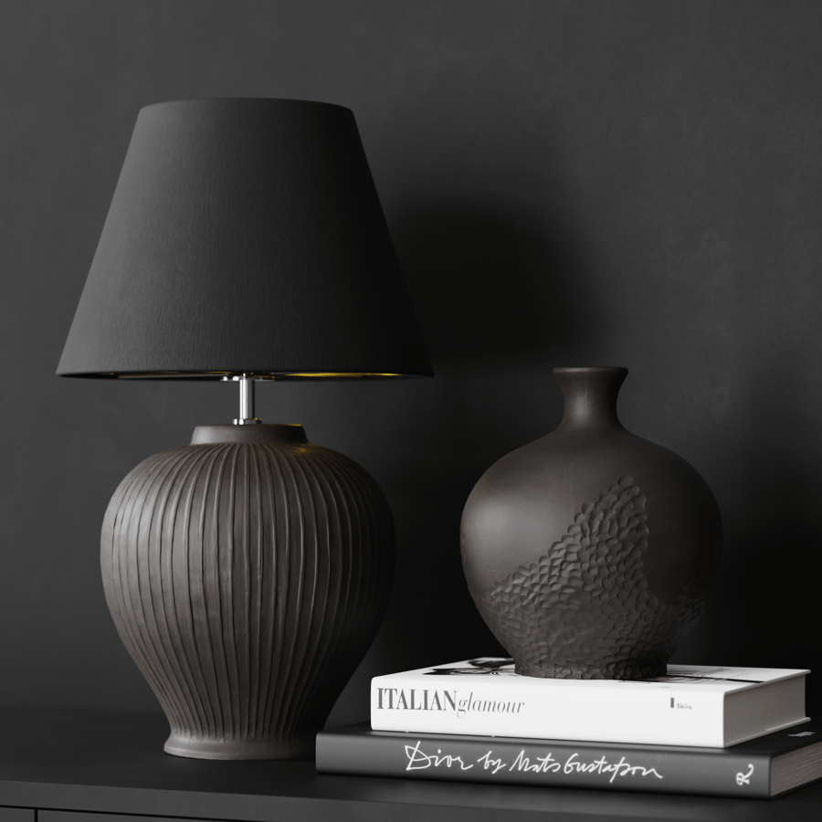 Modello di lampada con paralume intagliato Eno Ceramic Kelantis, nero
