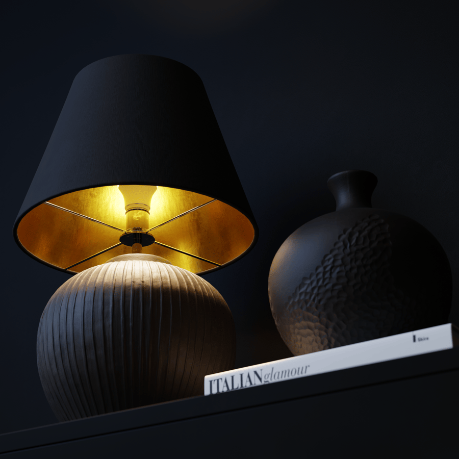 Modello di lampada con paralume intagliato Eno Ceramic Kelantis, nero