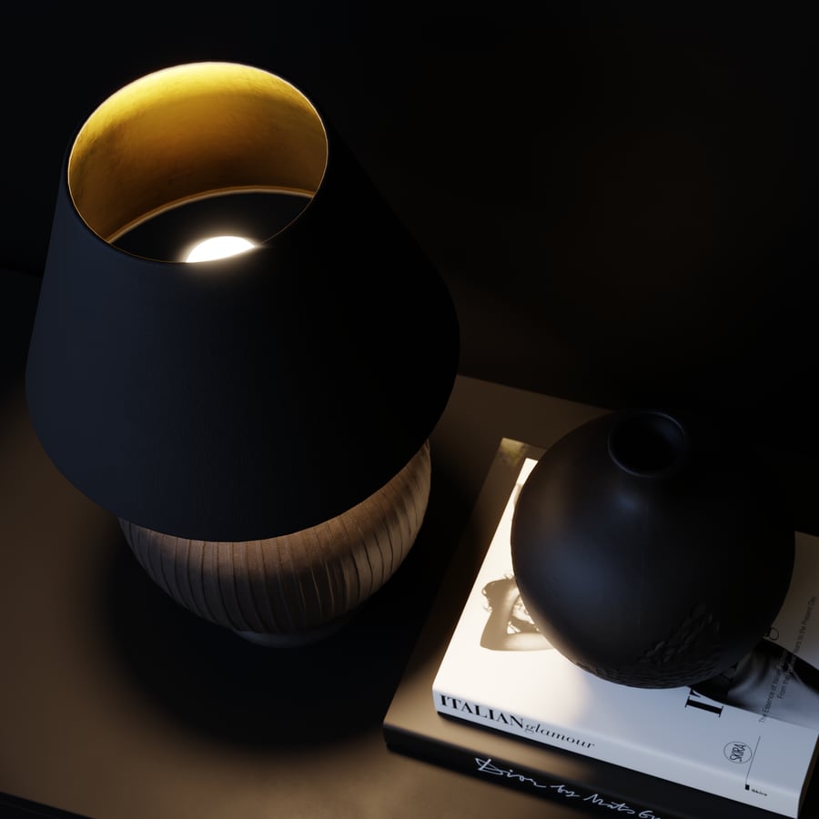 Modello di lampada con paralume intagliato Eno Ceramic Kelantis, nero