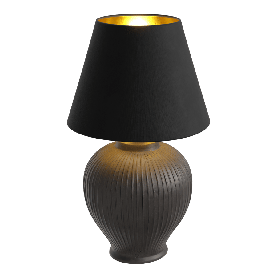 Modello di lampada con paralume intagliato Eno Ceramic Kelantis, nero