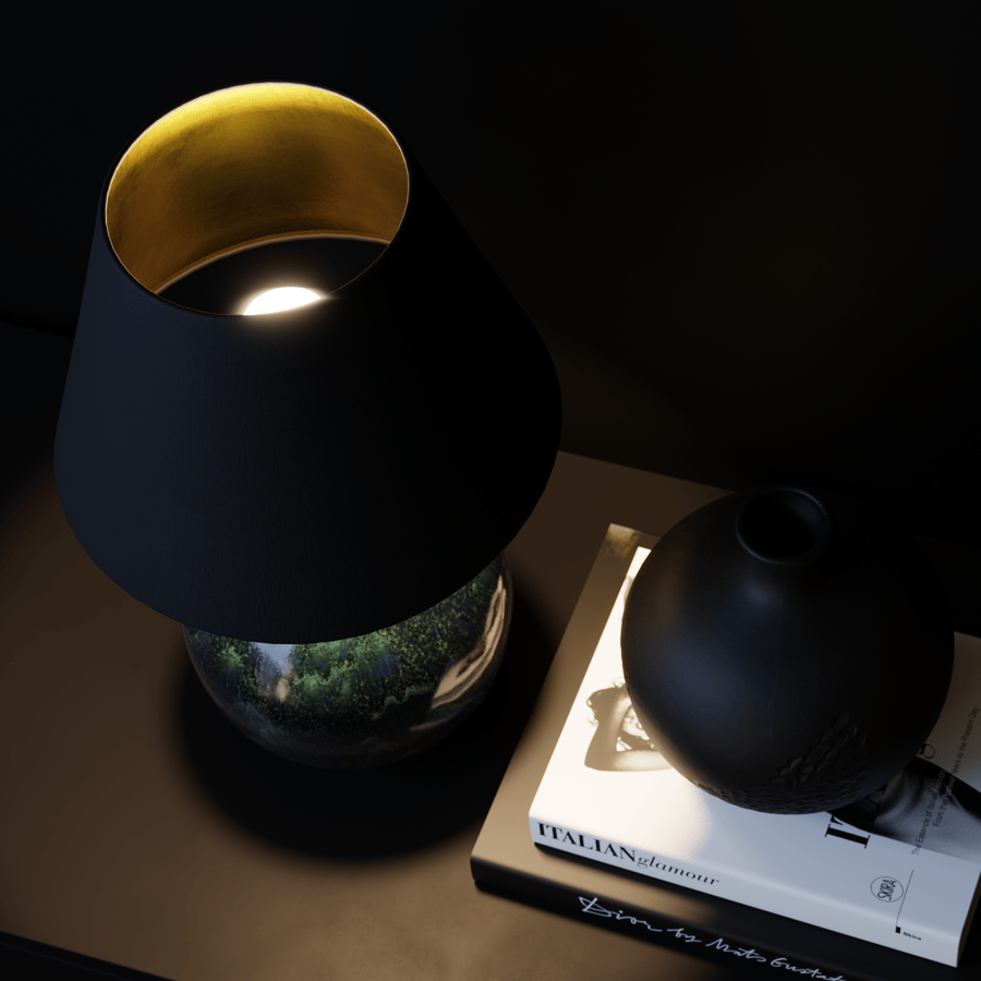 Eno Ceramic Olive Granada Shade Lamp Model, Green