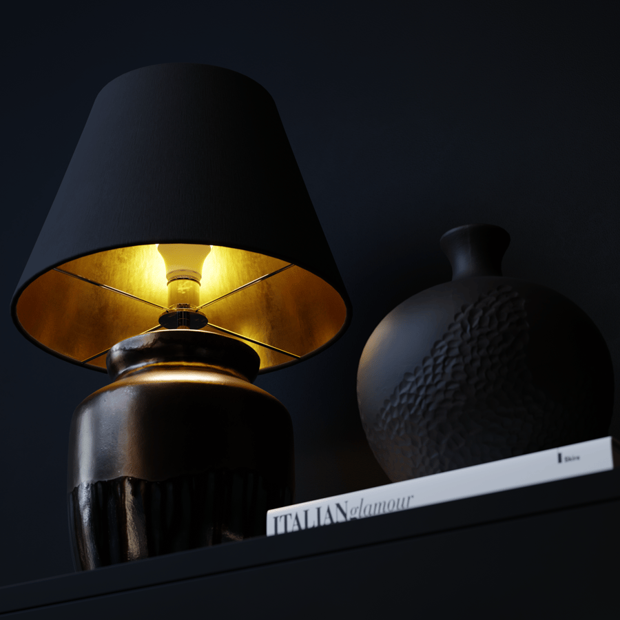 Eno Ceramic Skaro Altın Petrol Gölgelikli Lamba Modeli, Kahverengi