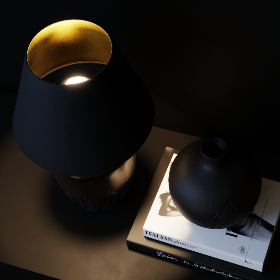 Eno Ceramic Skaro Altın Petrol Gölgelikli Lamba Modeli, Kahverengi