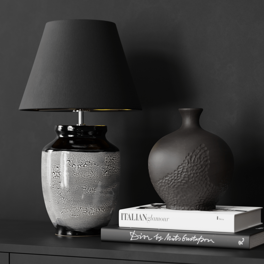Modello di lampada con paralume in ceramica Skaro Cobble di Eno Ceramic, bianco