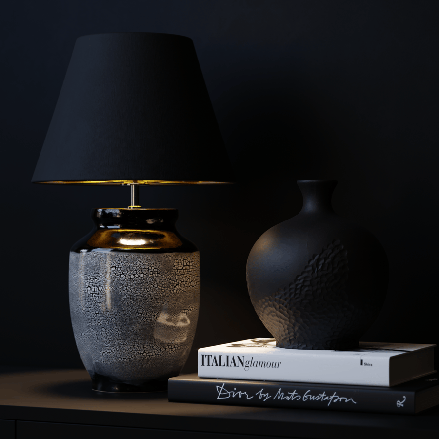 Modello di lampada con paralume in ceramica Skaro Cobble di Eno Ceramic, bianco