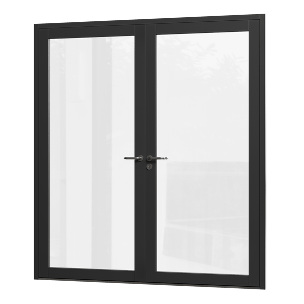 Glass Double Door Model, Black
