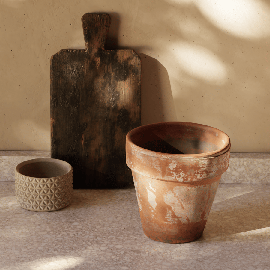 Aged Terracotta Clay Pot Model